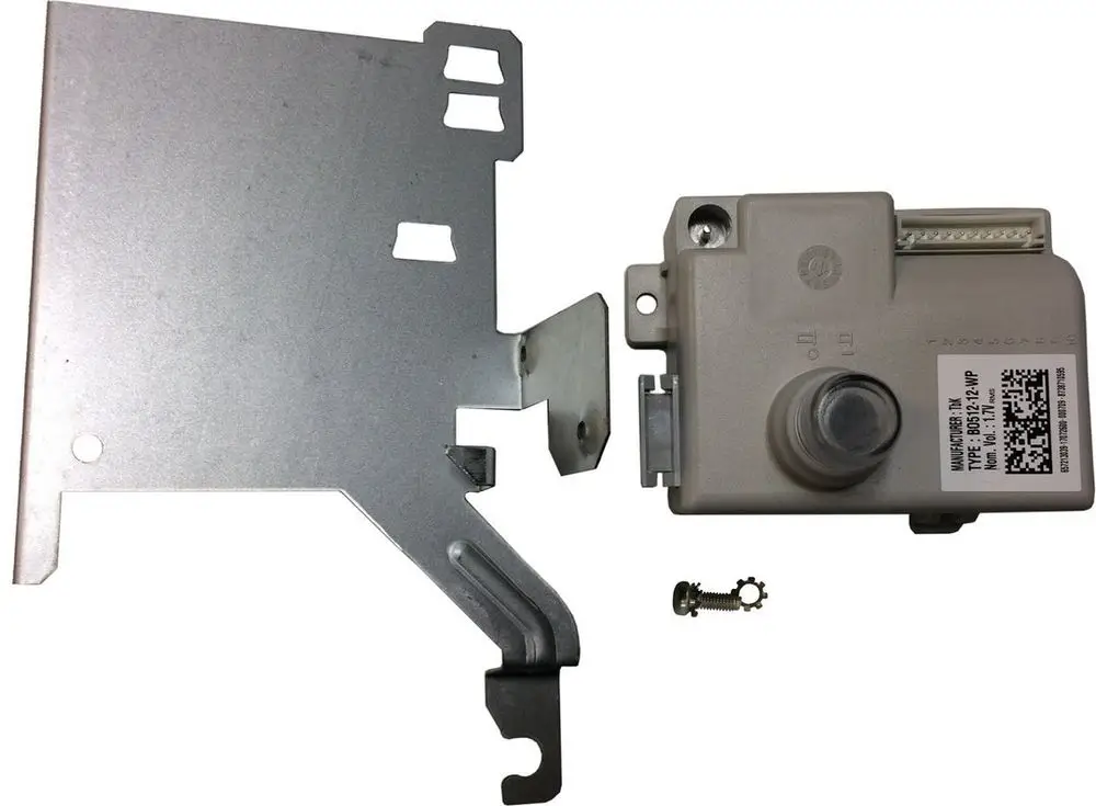 BOSCH Zündbaustein mit einem Metallträger und einer Schraube. Der Baustein hat eine elektronische Schnittstelle und ist für die Steuerung von Zündvorgängen vorgesehen.